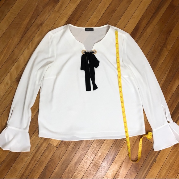 Vince Camuto Lace Up Blouse with Flutter Sleeve - Picture 6 of 12